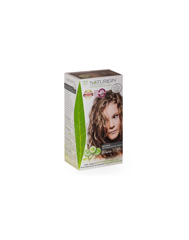 NATURIGIN® - ilgalaikiai plaukų dažai be amoniako ir be parabenų Light Ash Blonde 8.1