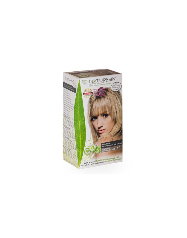 NATURIGIN® - ilgalaikiai plaukų dažai be amoniako ir be parabenų Very Light Natural Blonde 9.0